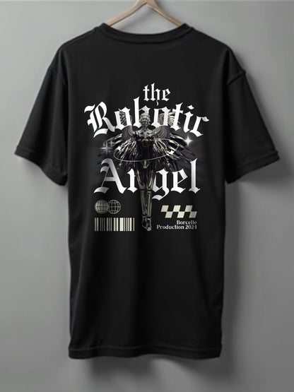 Angel Drop Shoulder T-Shirt – White, Black & Steel Gray