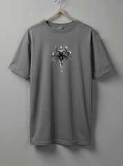 Angel Drop Shoulder T-Shirt – White, Black & Steel Gray