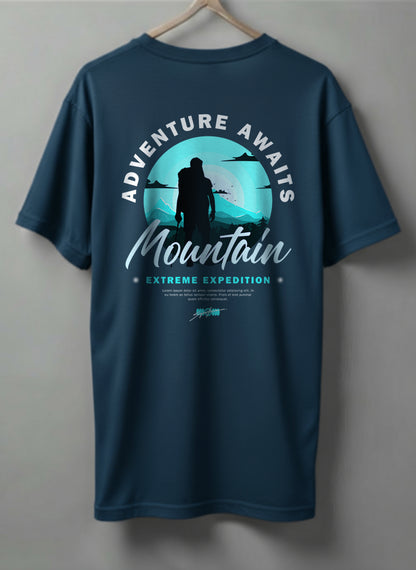 Adventure Awaits Drop Shoulder T-Shirt – Black, Blue, Olive Green & Beige