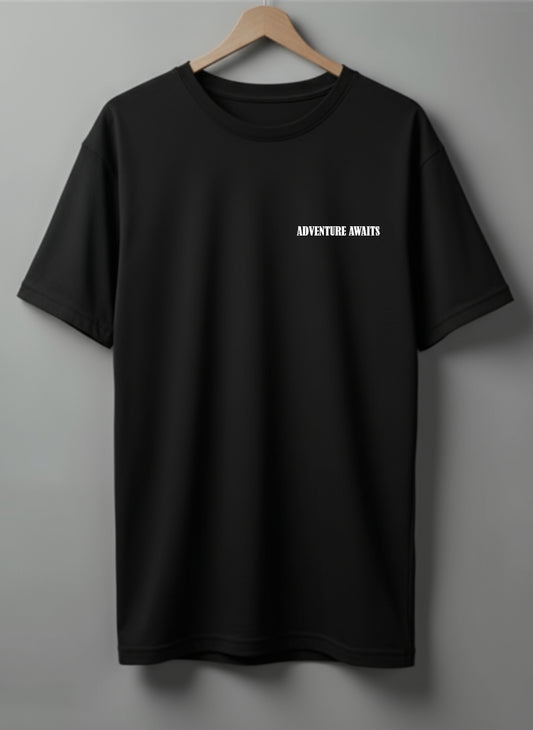 Adventure Awaits Drop Shoulder T-Shirt – Black, Blue, Olive Green & Beige