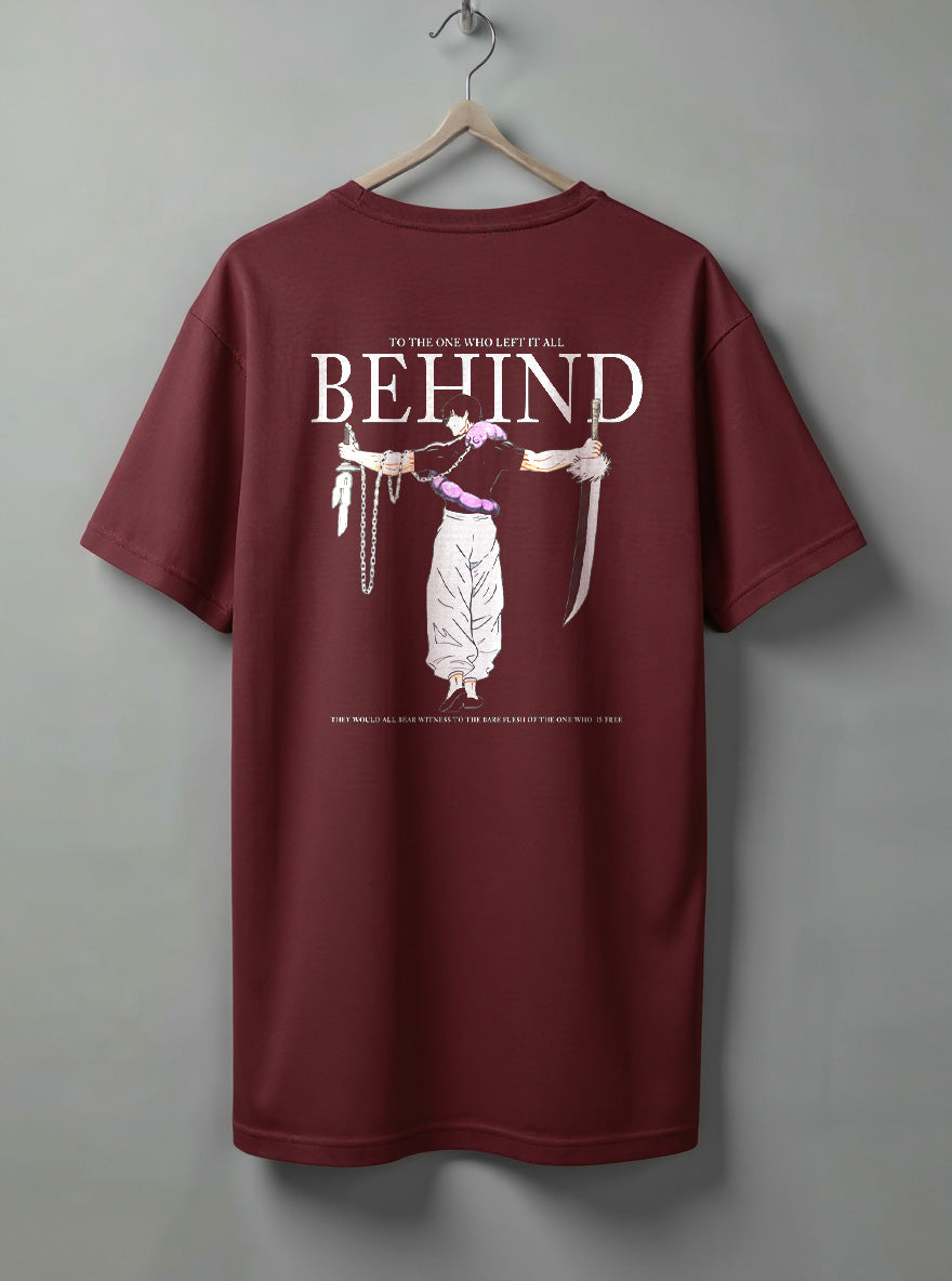 Behind Oversized T-Shirt – Black, Maroon & Steel Grey