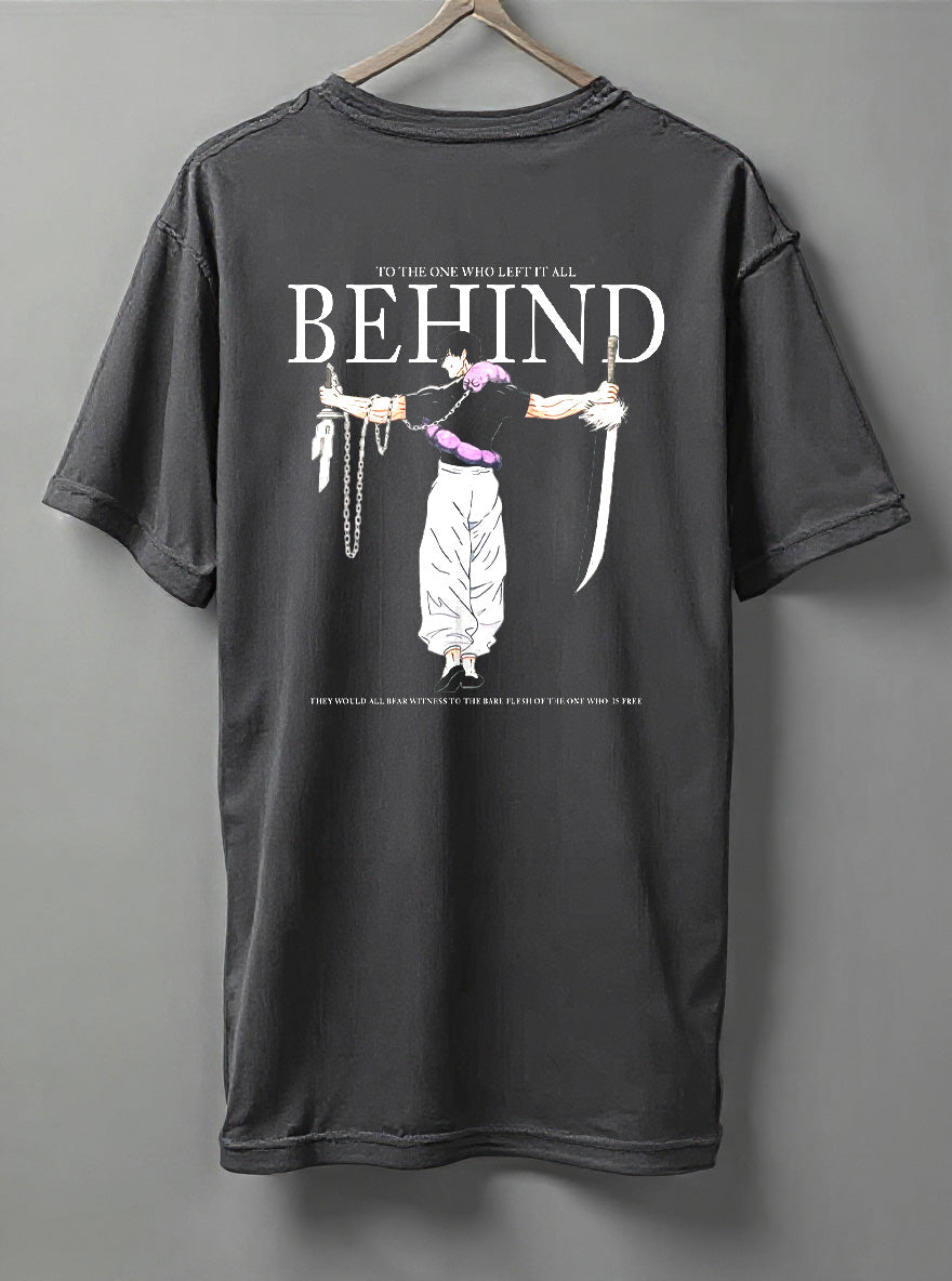 Behind Oversized T-Shirt – Black, Maroon & Steel Grey