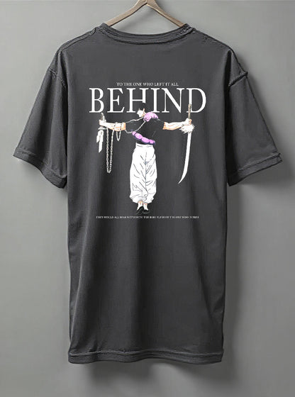 Behind Oversized T-Shirt – Black, Maroon & Steel Grey