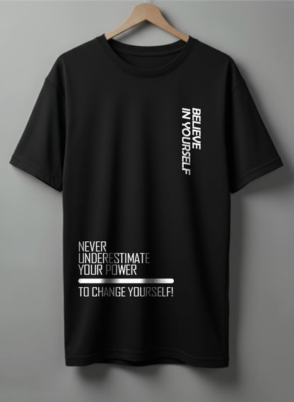 Believe in Yourself Oversized T-Shirt – White, Black and Beige Color