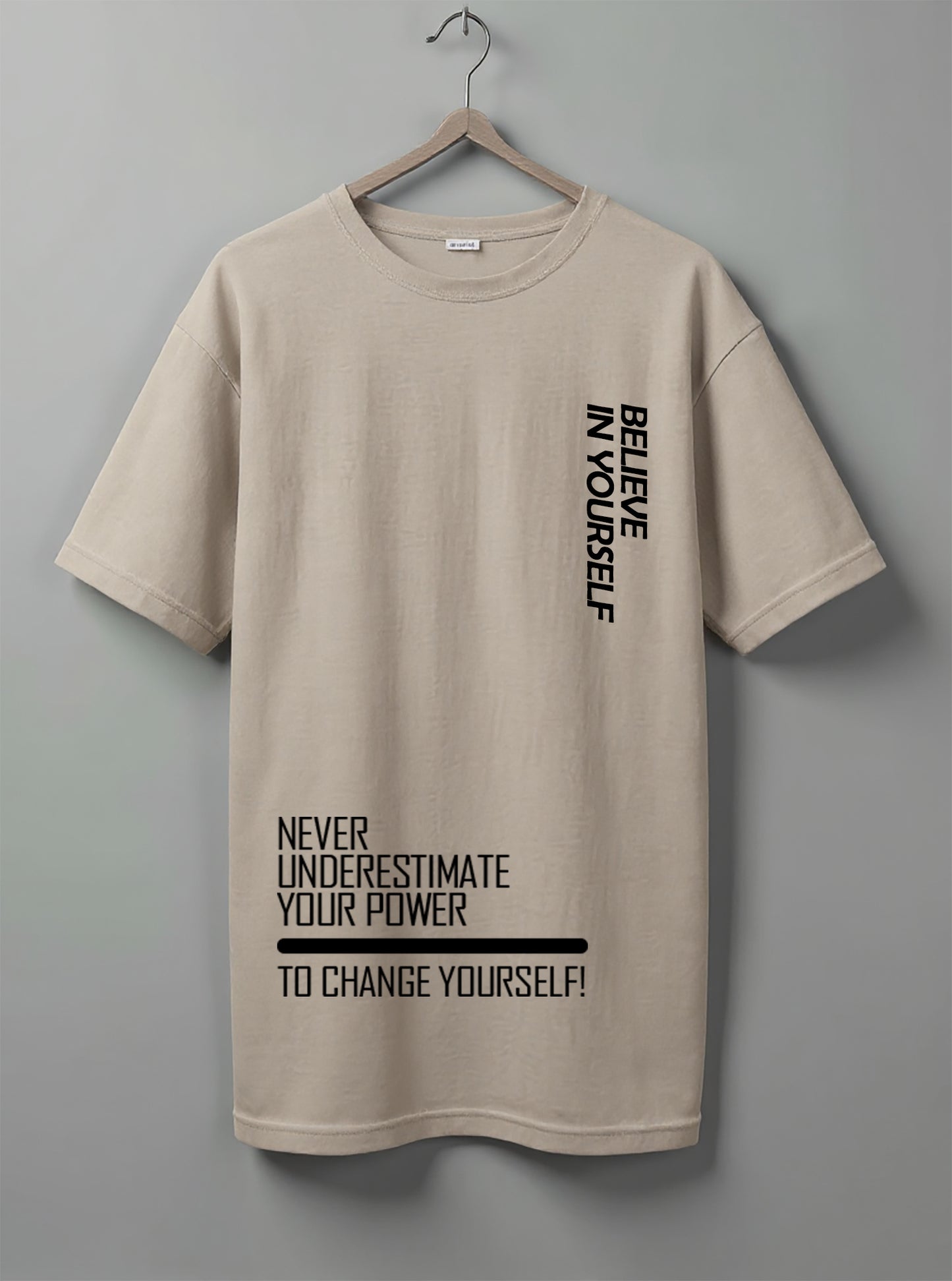 Believe in Yourself Oversized T-Shirt – White, Black and Beige Color