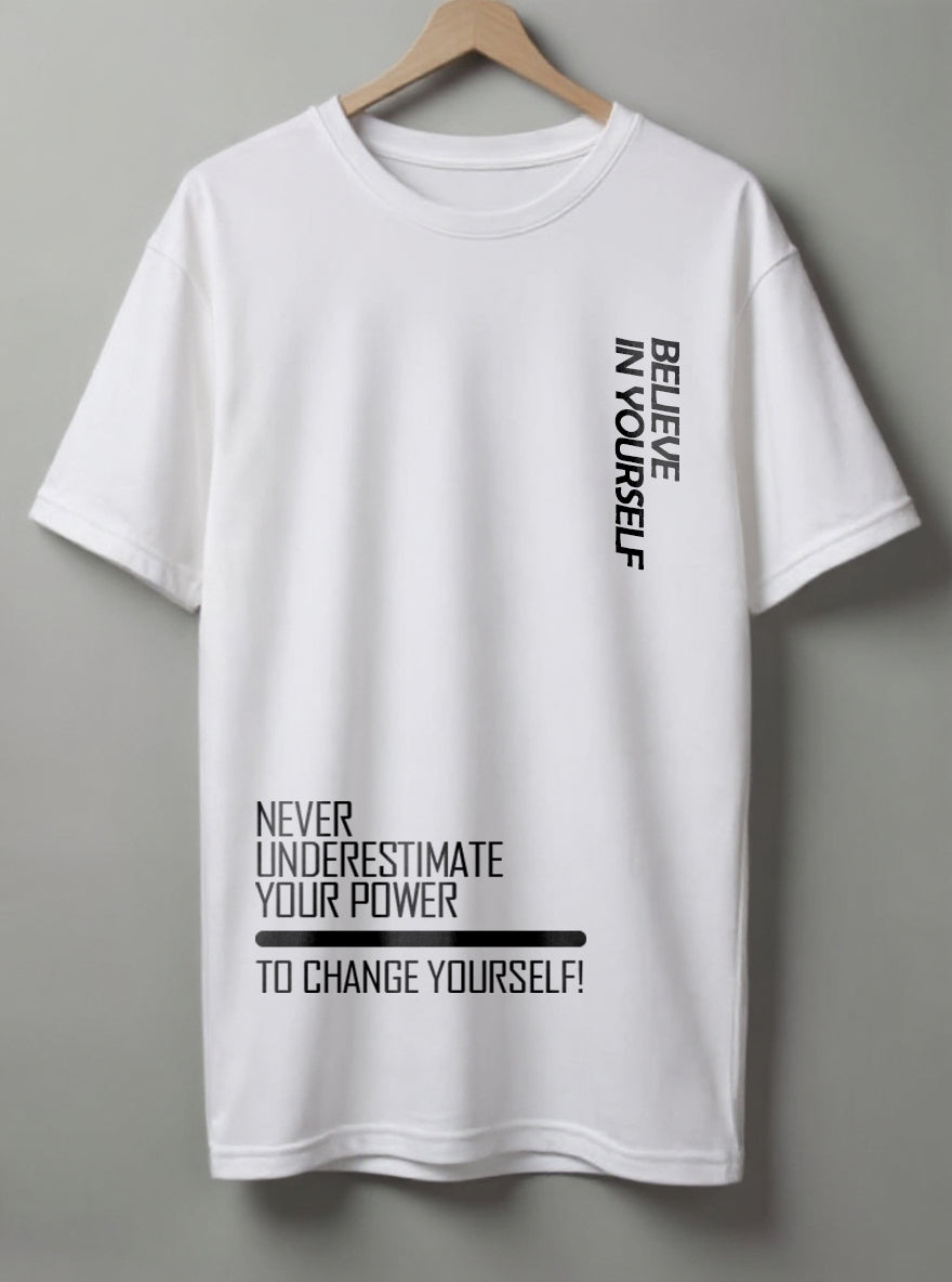 Believe in Yourself Oversized T-Shirt – White, Black and Beige Color