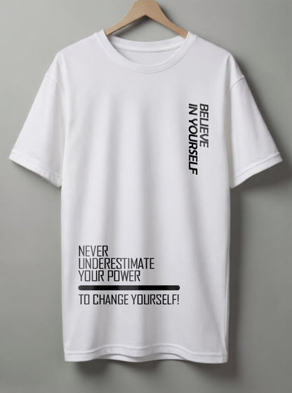 Believe in Yourself Oversized T-Shirt – White, Black and Beige Color