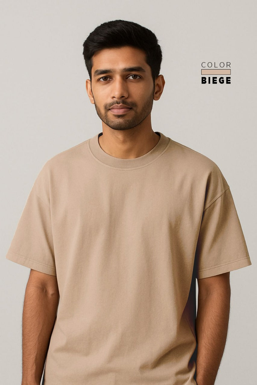 Drop-shoulder Tee - BIEGE COLOUR