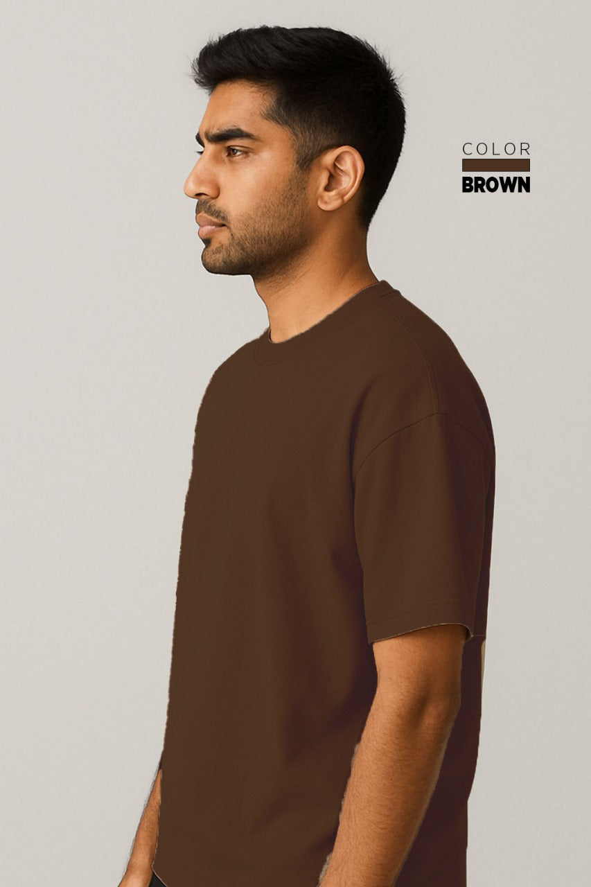 Drop-shoulder Tee - BROWN