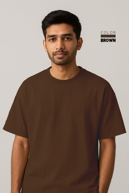 Drop-shoulder Tee - BROWN