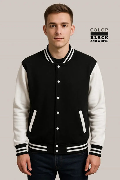 Baseball Jacket – Black & White, Timeless Style with Bold Contrast