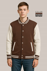 Baseball Jacket – Brown & Cream, Earthy Contrast with Classic Style