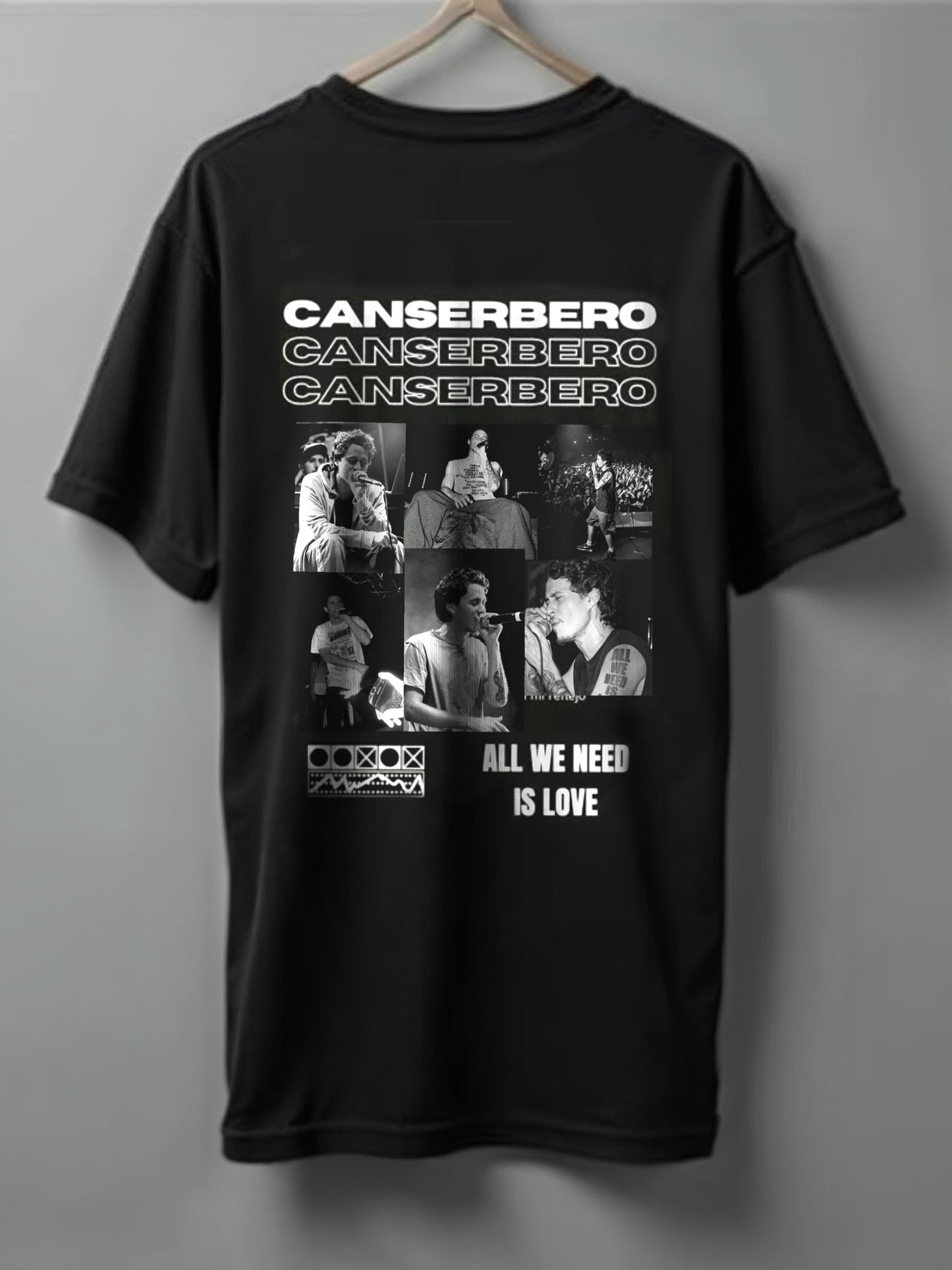 Canserbero Oversized T-Shirt – Black, Maroon & Steel Grey