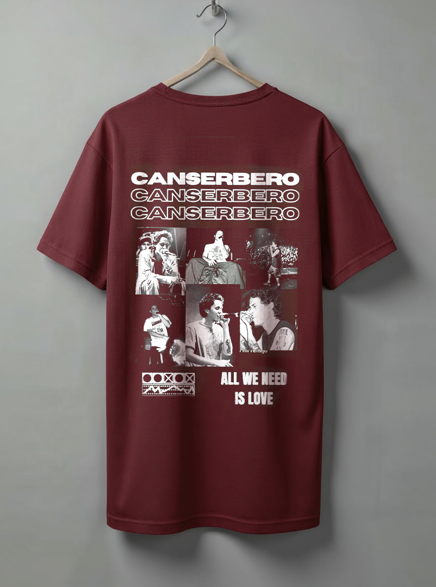 Canserbero Oversized T-Shirt – Black, Maroon & Steel Grey