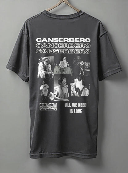 Canserbero Oversized T-Shirt – Black, Maroon & Steel Grey