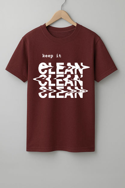 Clean T-Shirt - Black, Maroon & White