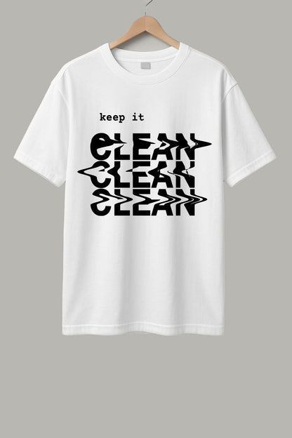 Clean T-Shirt - Black, Maroon & White