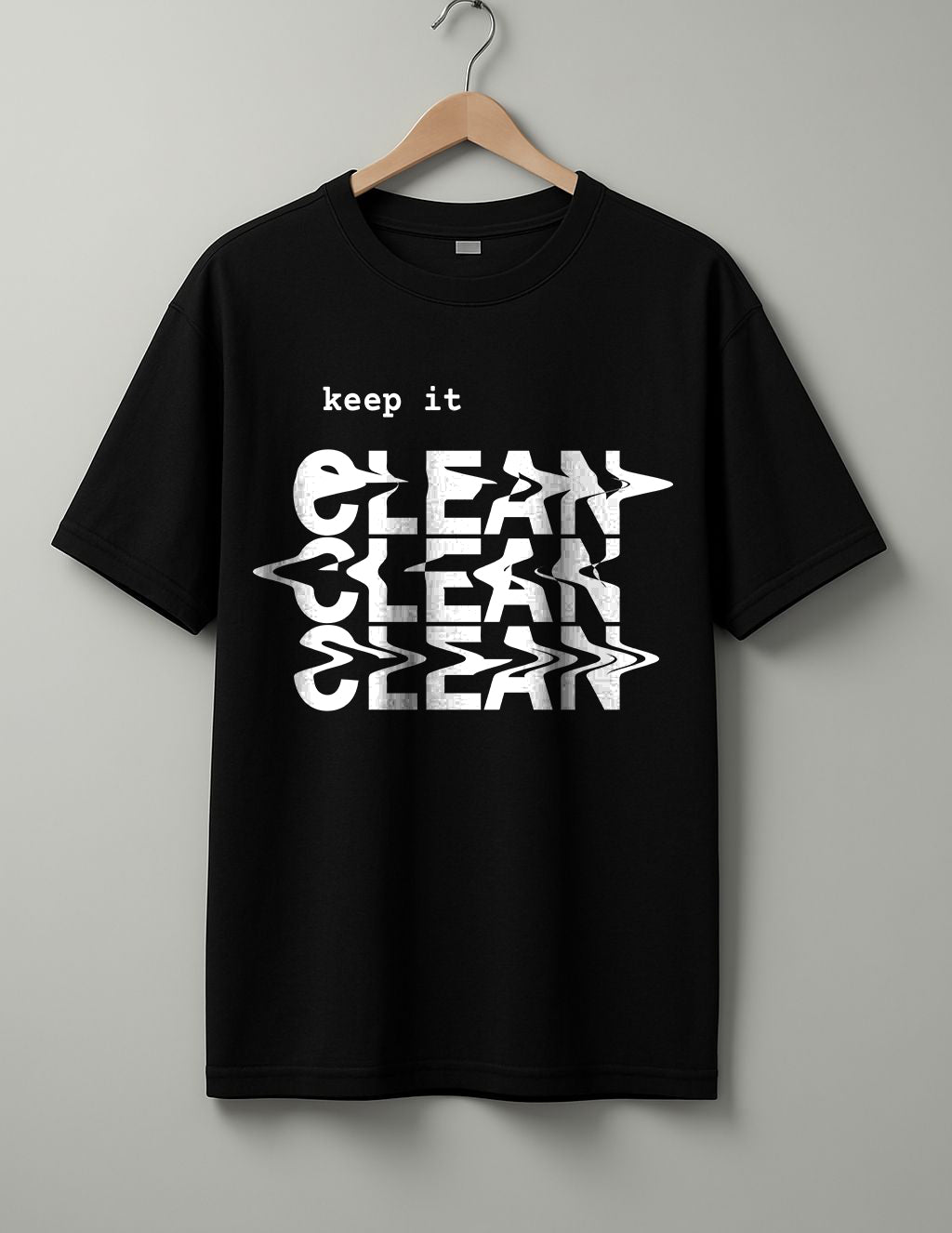 Clean T-Shirt - Black, Maroon & White