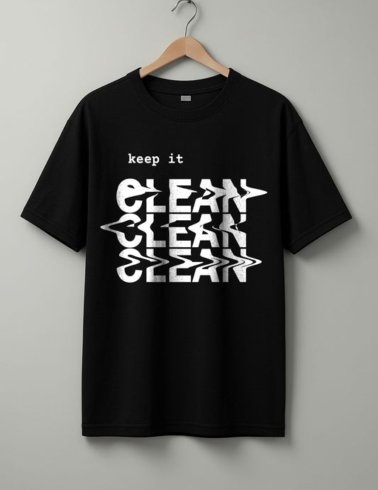 Clean T-Shirt - Black, Maroon & White