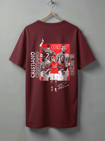 CR7 Oversized T-Shirt – Black, Grey & Maroon