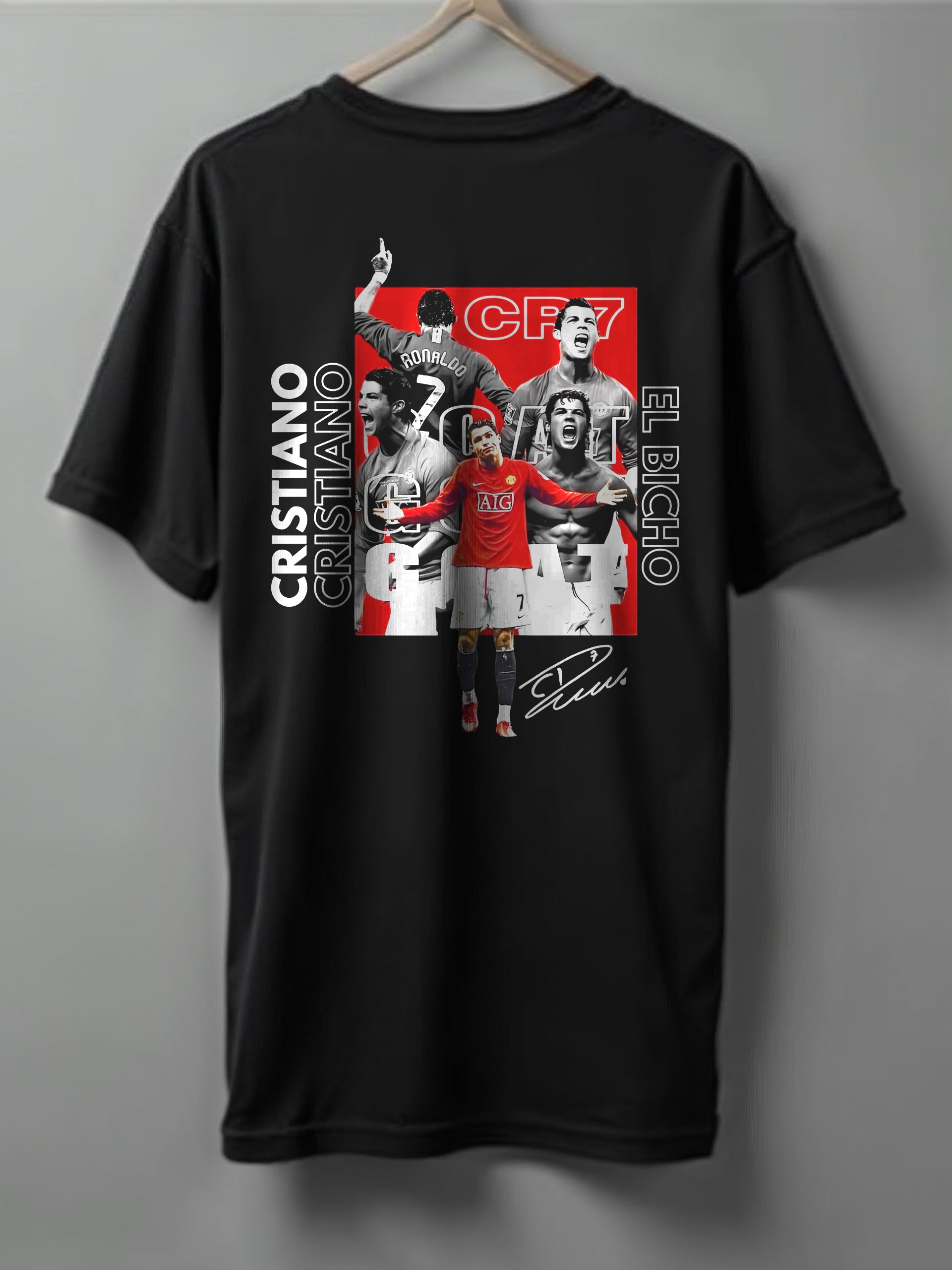 CR7 Oversized T-Shirt – Black, Grey & Maroon