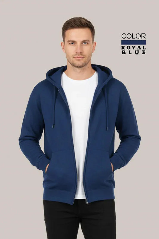 Men’s Classic Royal Blue Zipper Hoodie – Everyday Comfort Collection