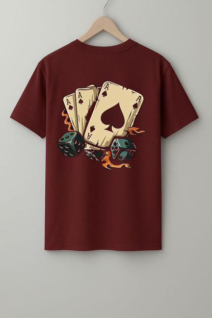Dicey T-Shirt - White, Black & Maroon