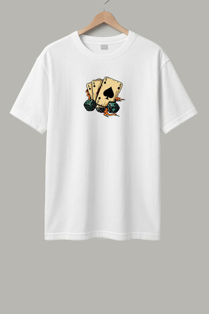 Dicey T-Shirt - White, Black & Maroon