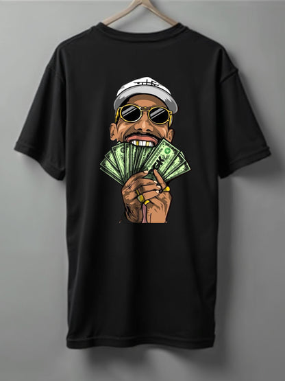 Dollars Drop Shoulder T-Shirt – White & Black