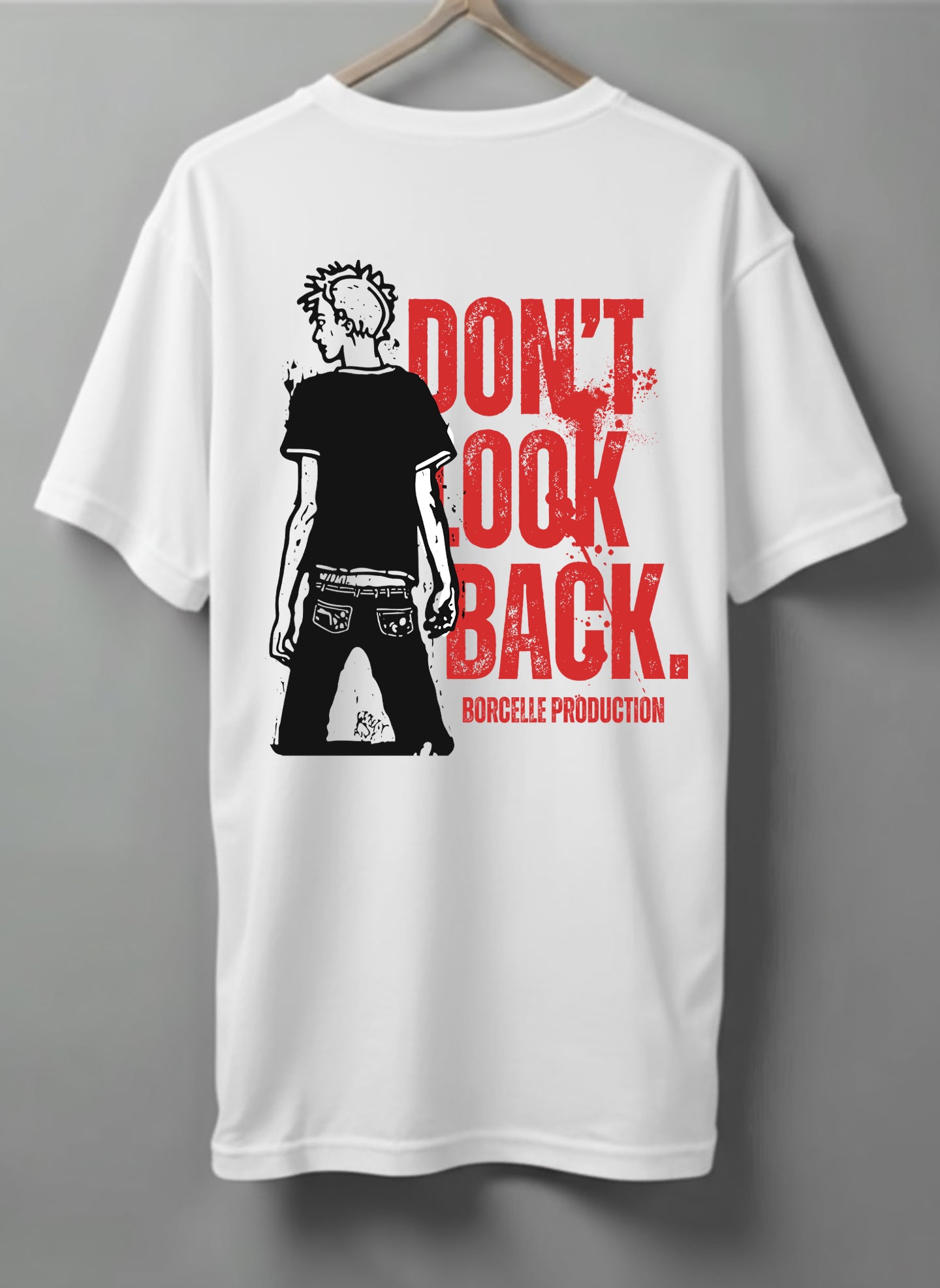 Don’t Look Back Oversized T-Shirt – Beige, Black & White