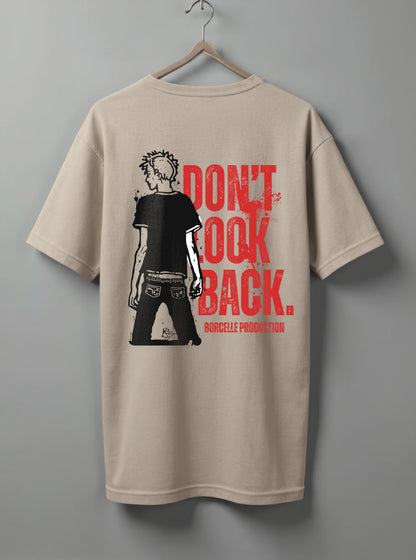 Don’t Look Back Oversized T-Shirt – Beige, Black & White