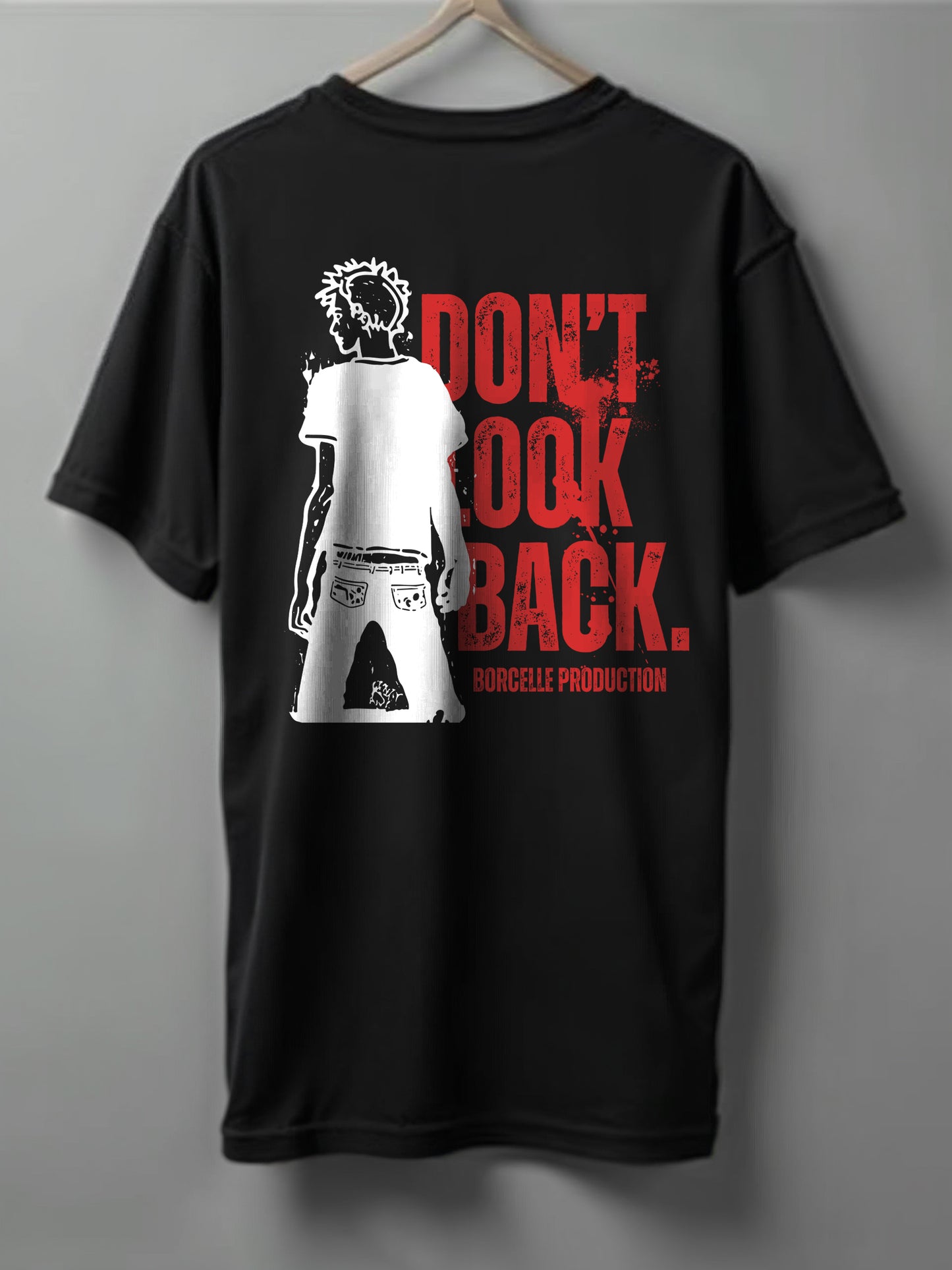 Don’t Look Back Oversized T-Shirt – Beige, Black & White