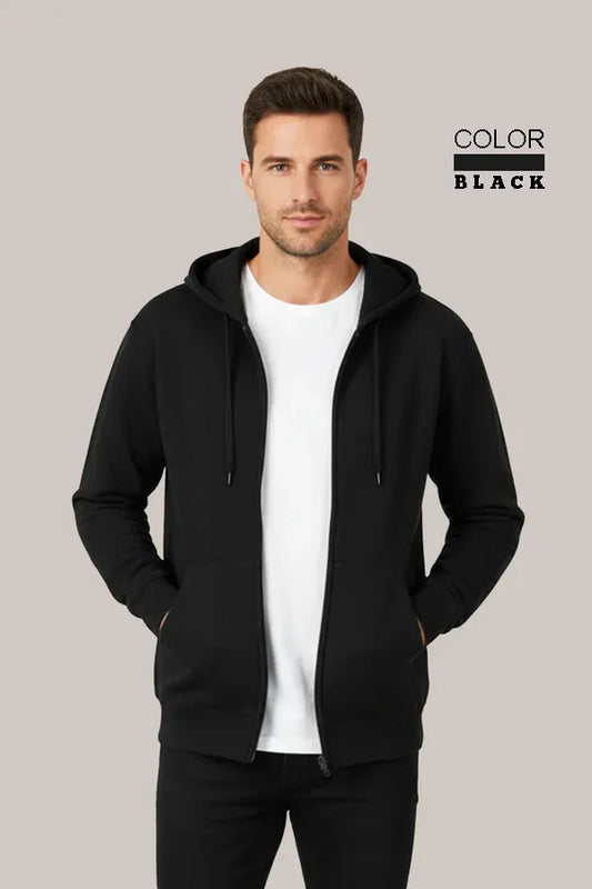 Men’s Classic Black Zipper Hoodie – Everyday Comfort Collection