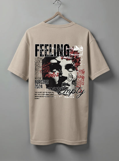 Feeling Oversized T-Shirt – Beige, White & Maroon