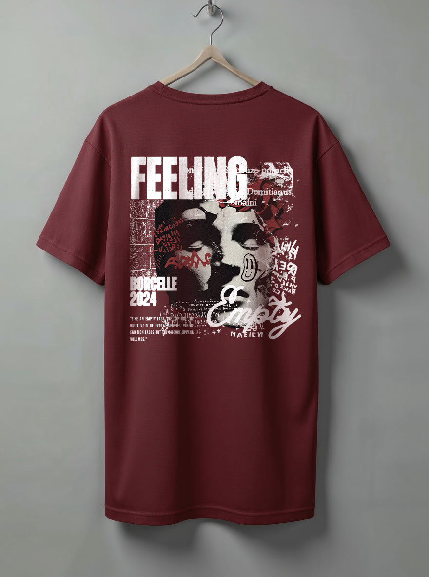 Feeling Oversized T-Shirt – Beige, White & Maroon