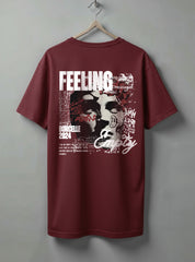 Feeling Oversized T-Shirt – Beige, White & Maroon