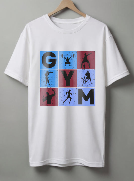GYM Drop Shoulder T-Shirt – Black, Beige & White