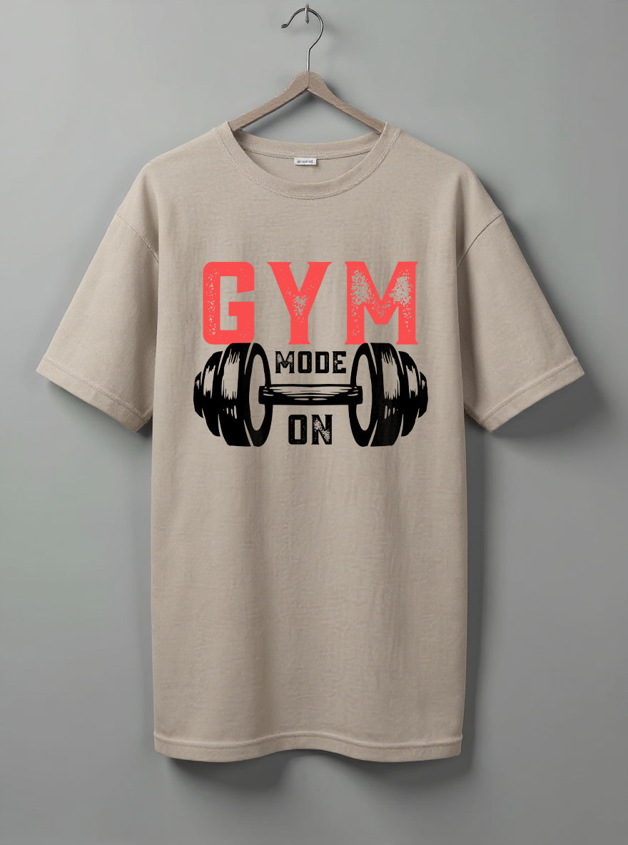 Gym Mode Drop Shoulder T-Shirt – Beige, Black & Olive Green