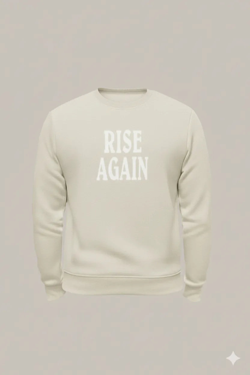 RISE AGAIN Printed Sweatshirt – Camel Beige