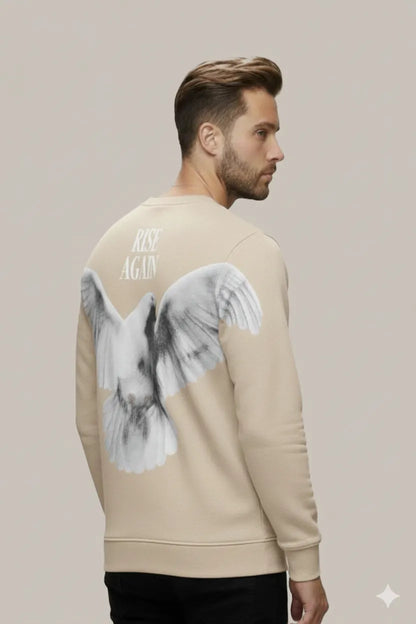 RISE AGAIN Printed Sweatshirt – Camel Beige