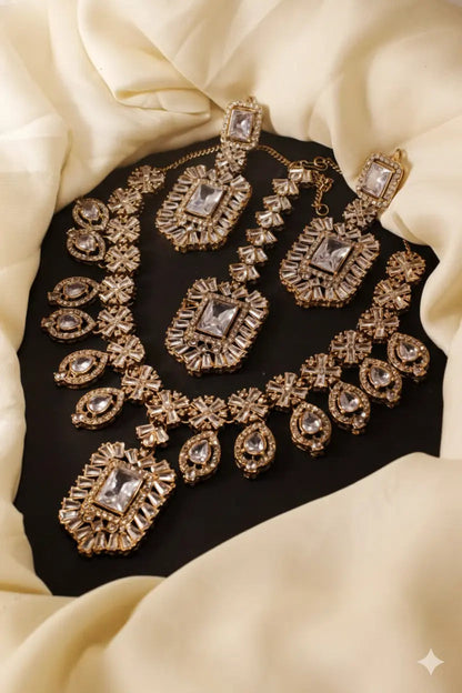 Zircon Necklace Set – Elegant Bridal & Party Jewellery for Women - Urban Glam Hub