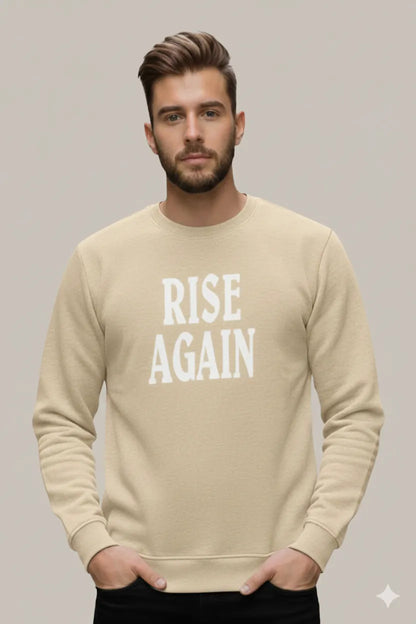 RISE AGAIN Printed Sweatshirt – Camel Beige
