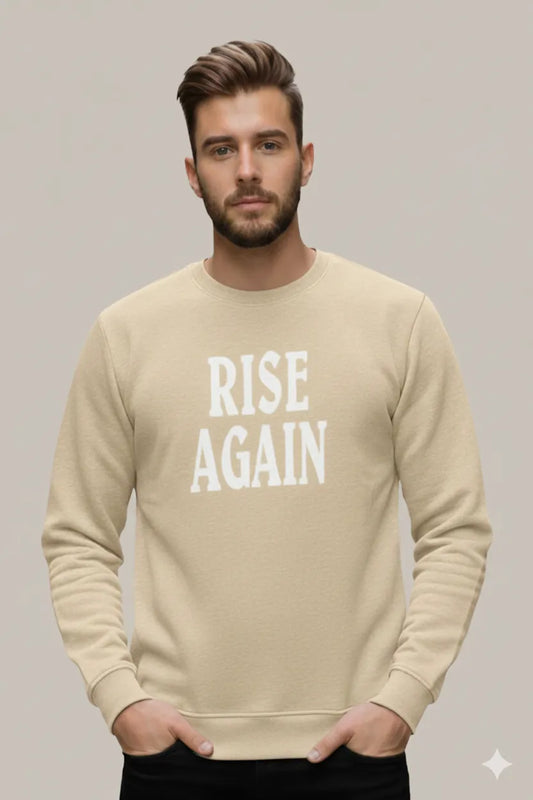 RISE AGAIN Printed Sweatshirt – Camel Beige