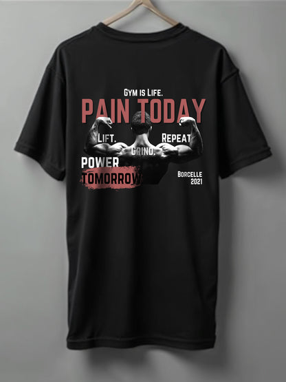 Gym Is Life Drop Shoulder T-Shirt – Black, White & Blue