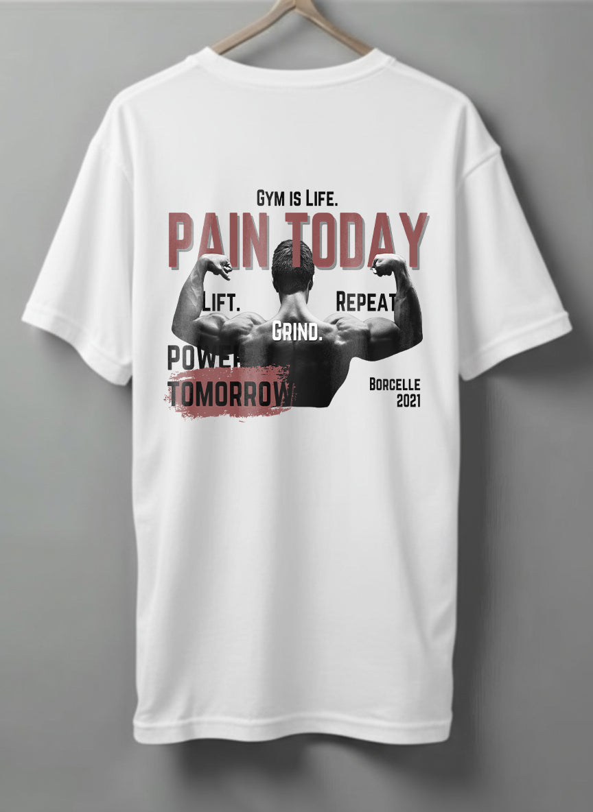 Gym Is Life Drop Shoulder T-Shirt – Black, White & Blue