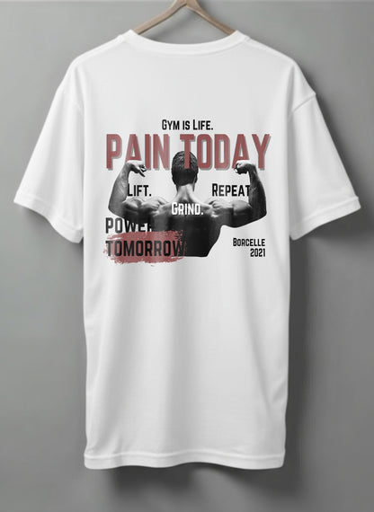 Gym Is Life Drop Shoulder T-Shirt – Black, White & Blue