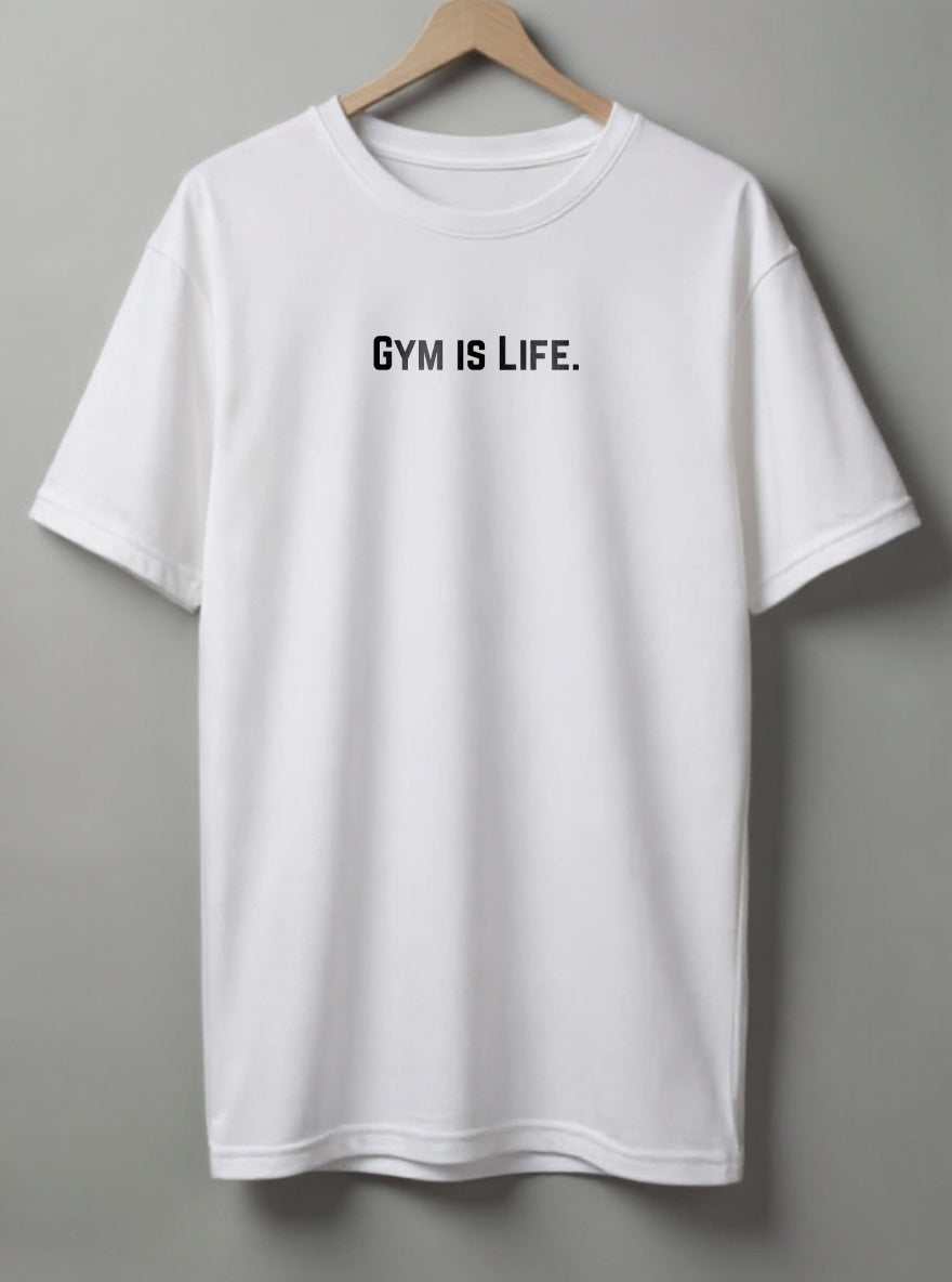 Gym Is Life Drop Shoulder T-Shirt – Black, White & Blue