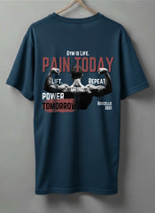 Gym Is Life Drop Shoulder T-Shirt – Black, White & Blue