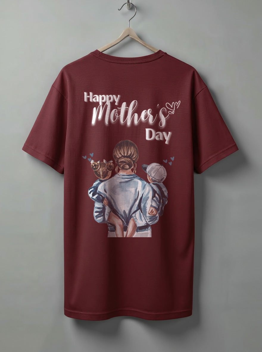 Happy Mother’s Day Oversized T-Shirt – Black, Maroon & White