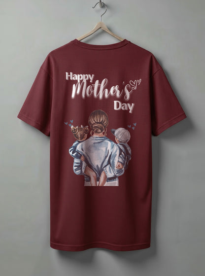 Happy Mother’s Day Oversized T-Shirt – Black, Maroon & White